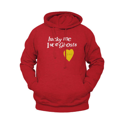Lucky Me I See Ghosts Red Hoodie